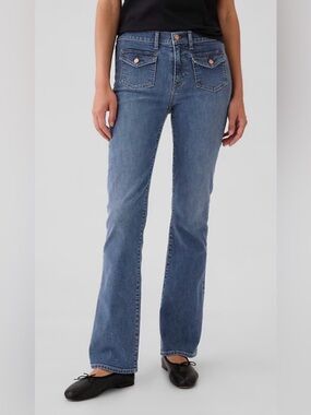 Gap Blue Jeans 10 Baby Boot Mid Rise 30" X 29" Front Patch Pockets '70s Retro